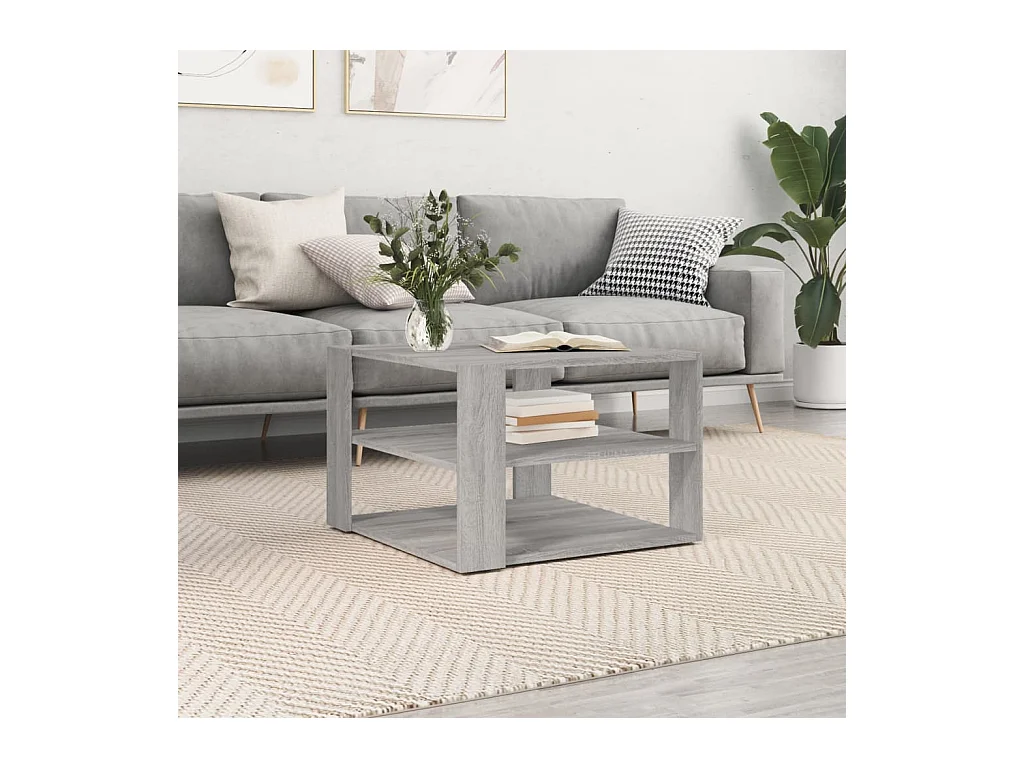 Mesa de centro-Mesa auxiliar acero inoxidable y madera reciclada plateada SHL2104