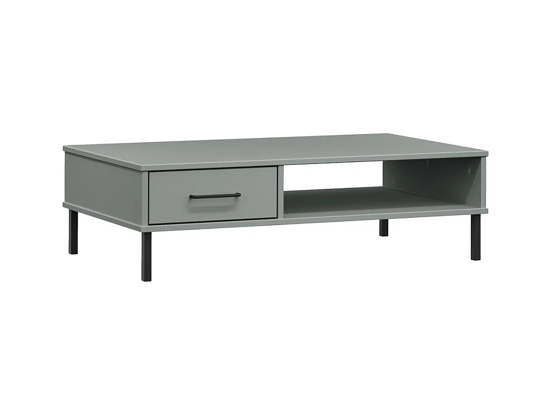 Table basse salon-Table d'appoint avec pieds en métal Gris Bois pin massif OSLO SHL6637