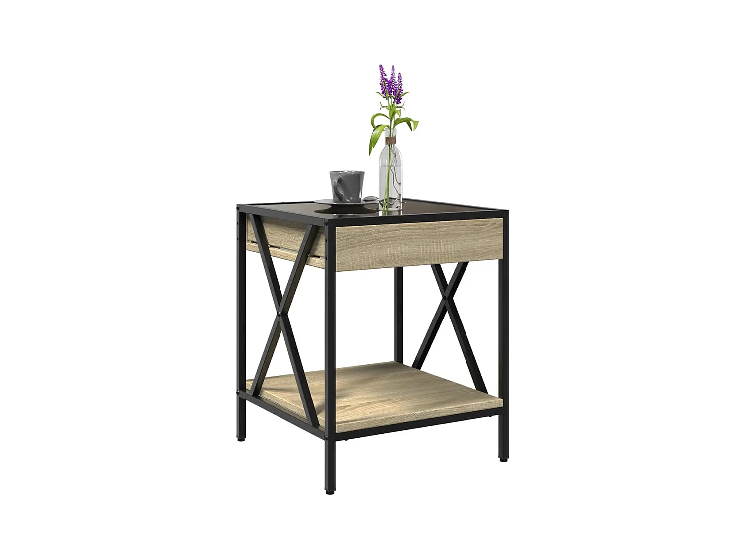 Mesa de centro-Mesa auxiliar madera de ingeniería roble ahumado 102x55x42 cm SHL4864