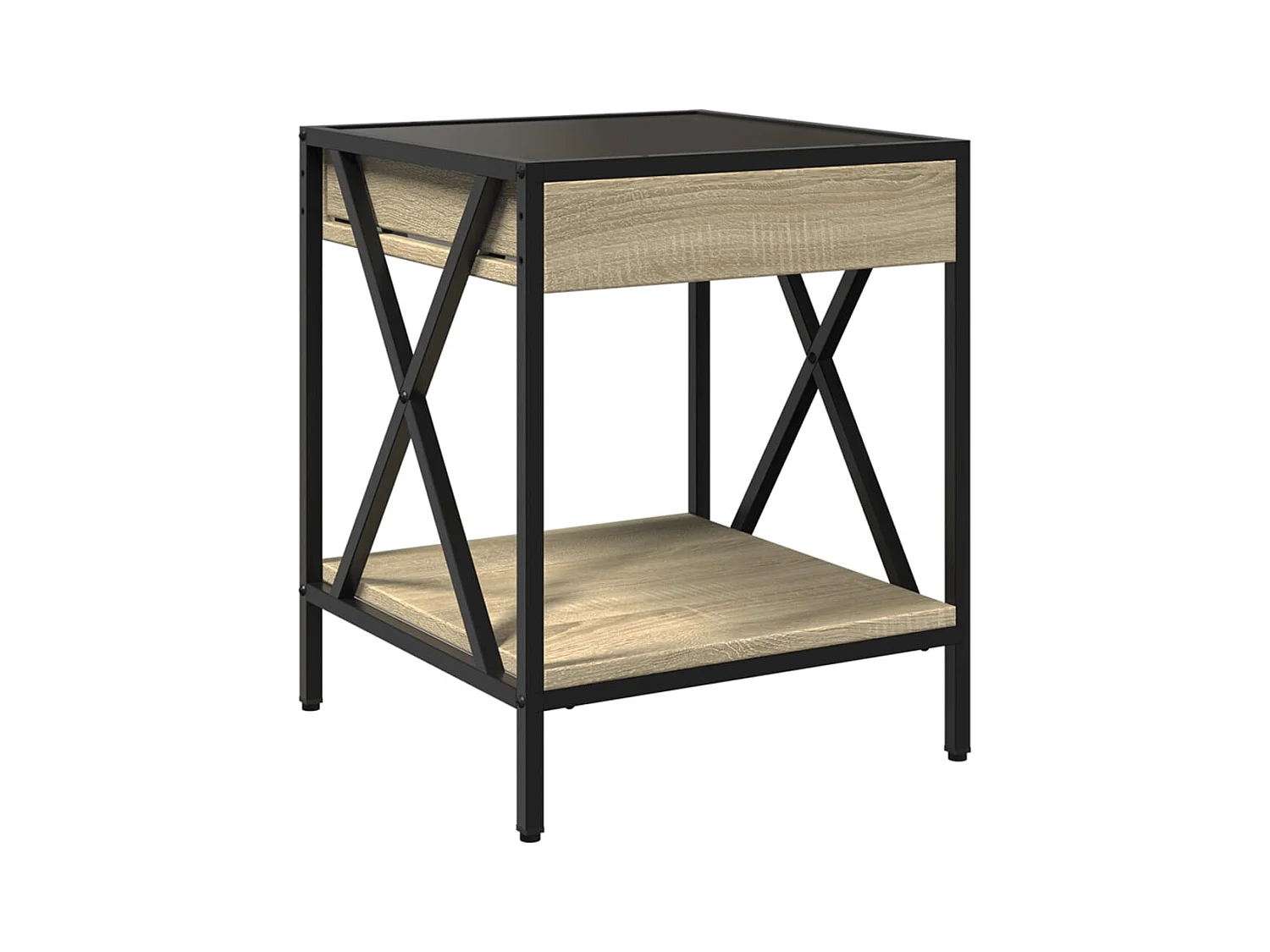 Mesa de centro-Mesa auxiliar madera de ingeniería roble ahumado 102x55x42 cm SHL4864