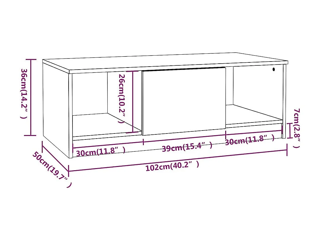 Couchtisch-Sofatisch-Beistelltische Braun Eichen-Optik 102x50x36 cm Holzwerkstoff SHL86081