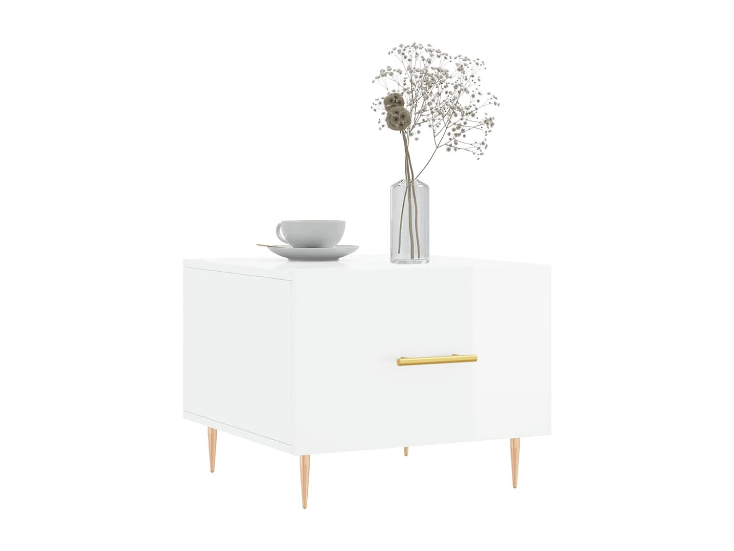 Tables basses salon-Tables d'appoint 2 pcs blanc brillant 50x50x40cm bois d'ingénierie SHL14825