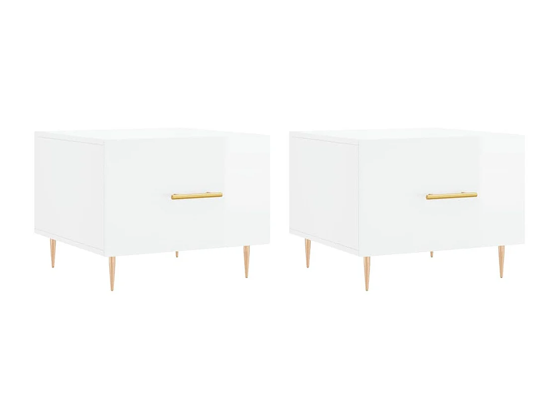 Tables basses salon-Tables d'appoint 2 pcs blanc brillant 50x50x40cm bois d'ingénierie SHL14825