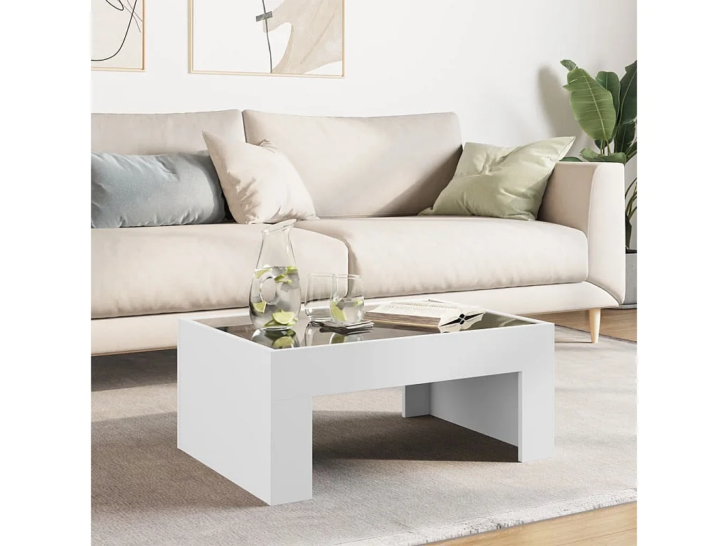 Couchtisch mit Infinity-LED | Beistelltische | Sofatisch Weiß 70x50x30 cm SHL57253