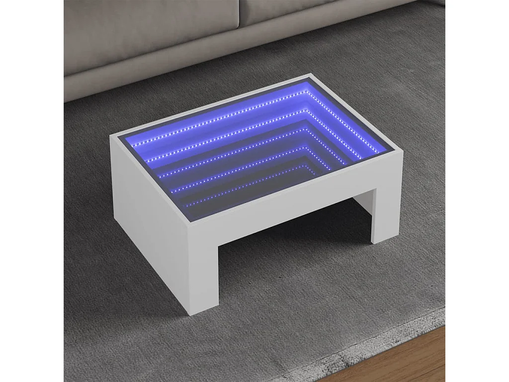 Couchtisch mit Infinity-LED | Beistelltische | Sofatisch Weiß 70x50x30 cm SHL57253