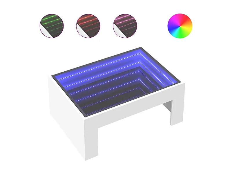 Table basse salon-Table d'appoint avec LED infini blanc 70x50x30 cm SHL86743