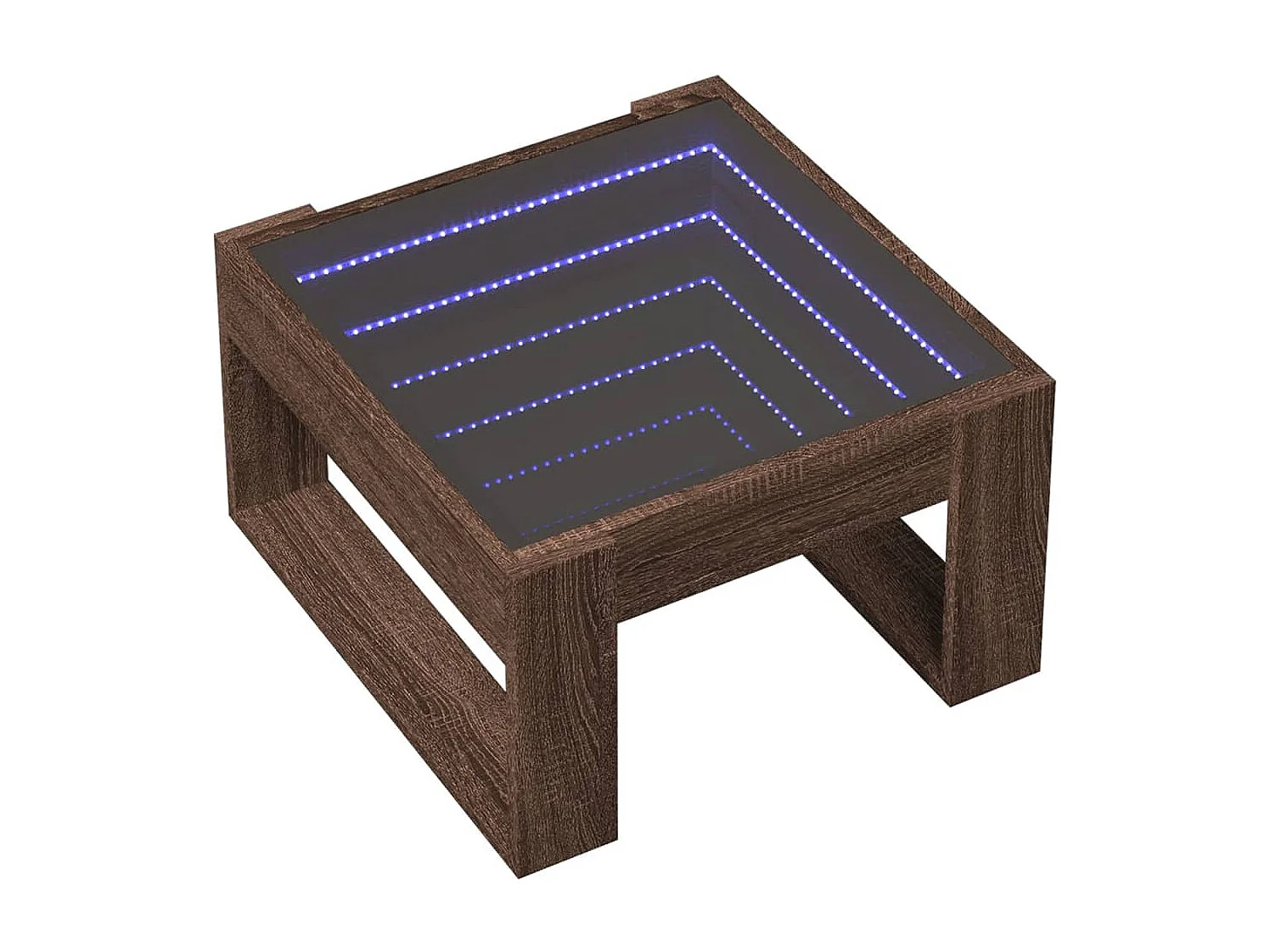 Couchtisch mit Infinity-LED | Beistelltische | Sofatisch Braun Eichen-Optik 50x53x30 cm SHL39418