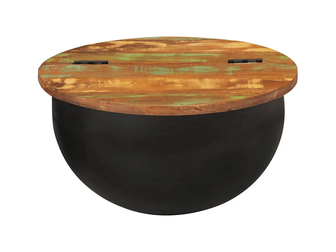 Table basse salon-Table d'appoint noir 50x27 cm bois de récupération massif SHL85525