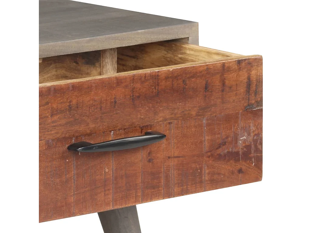 Couchtisch-Beistelltisch-Sofatisch Grau 100x60x40 cm Raues Mango-Massivholz SHL50876
