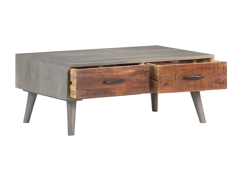 Table basse salon-Table d'appoint Gris 100x60x40 cm Bois massif de manguier brut SHL21105