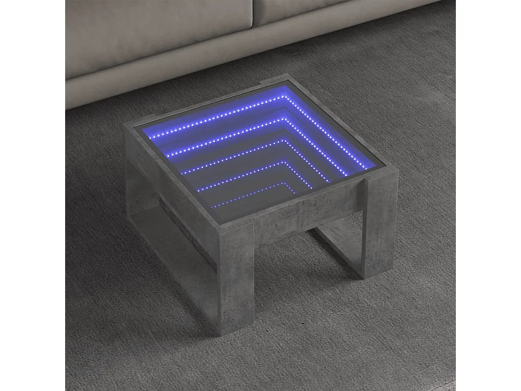 Couchtisch mit Infinity-LED | Beistelltische | Sofatisch Betongrau 50x53x30 cm SHL99353