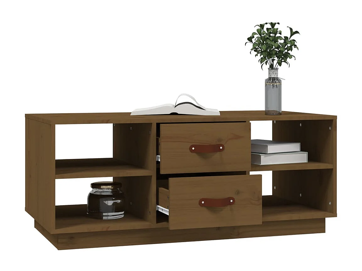 Couchtisch-Sofatisch-Beistelltische Honigbraun 100x50x41 cm Massivholz Kiefer SHL13855