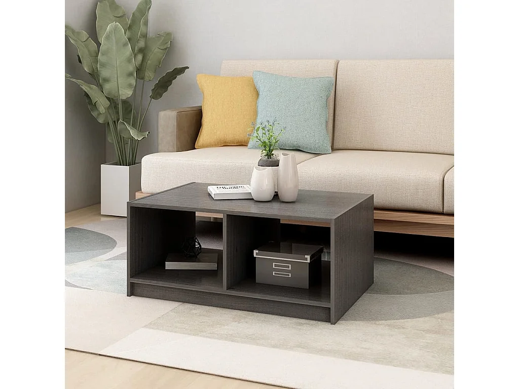 Mesa de centro | Mesa auxiliar de madera maciza de pino gris 110x55x45 cm SHL162690