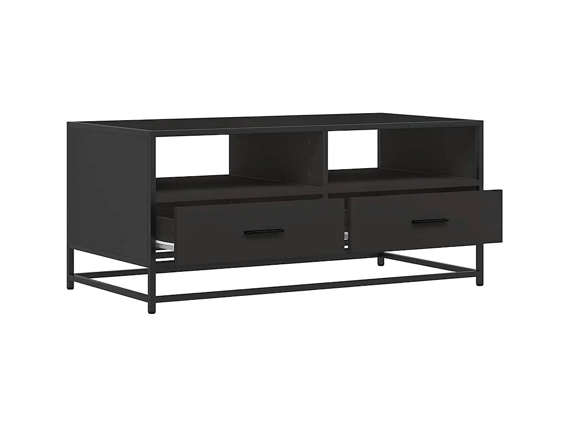 Table basse salon-Table d'appoint noir 100x50x45 cm bois d'ingénierie et métal SHL78058
