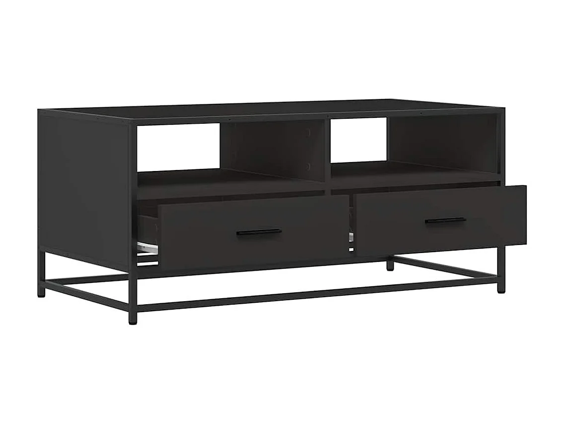 Couchtisch-Wohnzimmertisch-Beistelltische Schwarz 100x50x45 cm Holzwerkstoff und Metall SHL63570