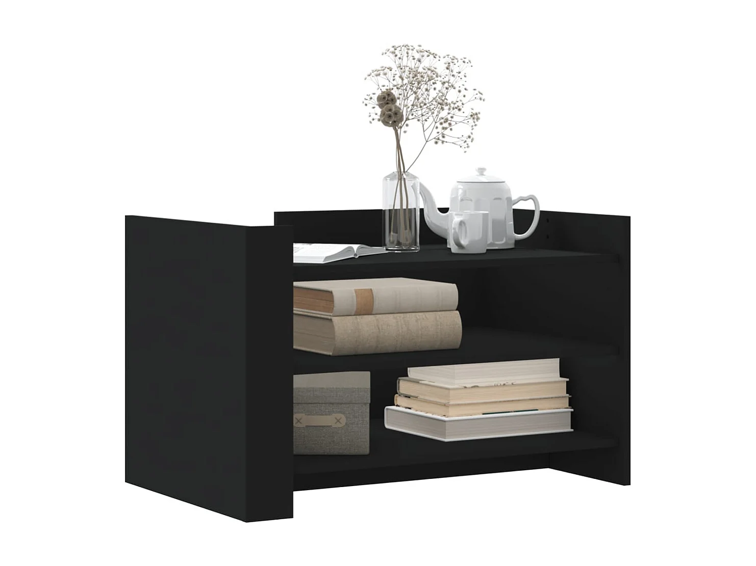 Mesa de centro | Mesa de apoio 80x50x50 cm derivados de madeira preto