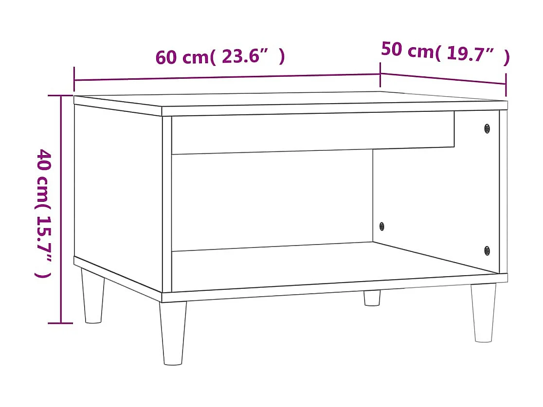 Couchtisch-Sofatisch-Beistelltische Schwarz 60x50x40 cm Holzwerkstoff SHL11406