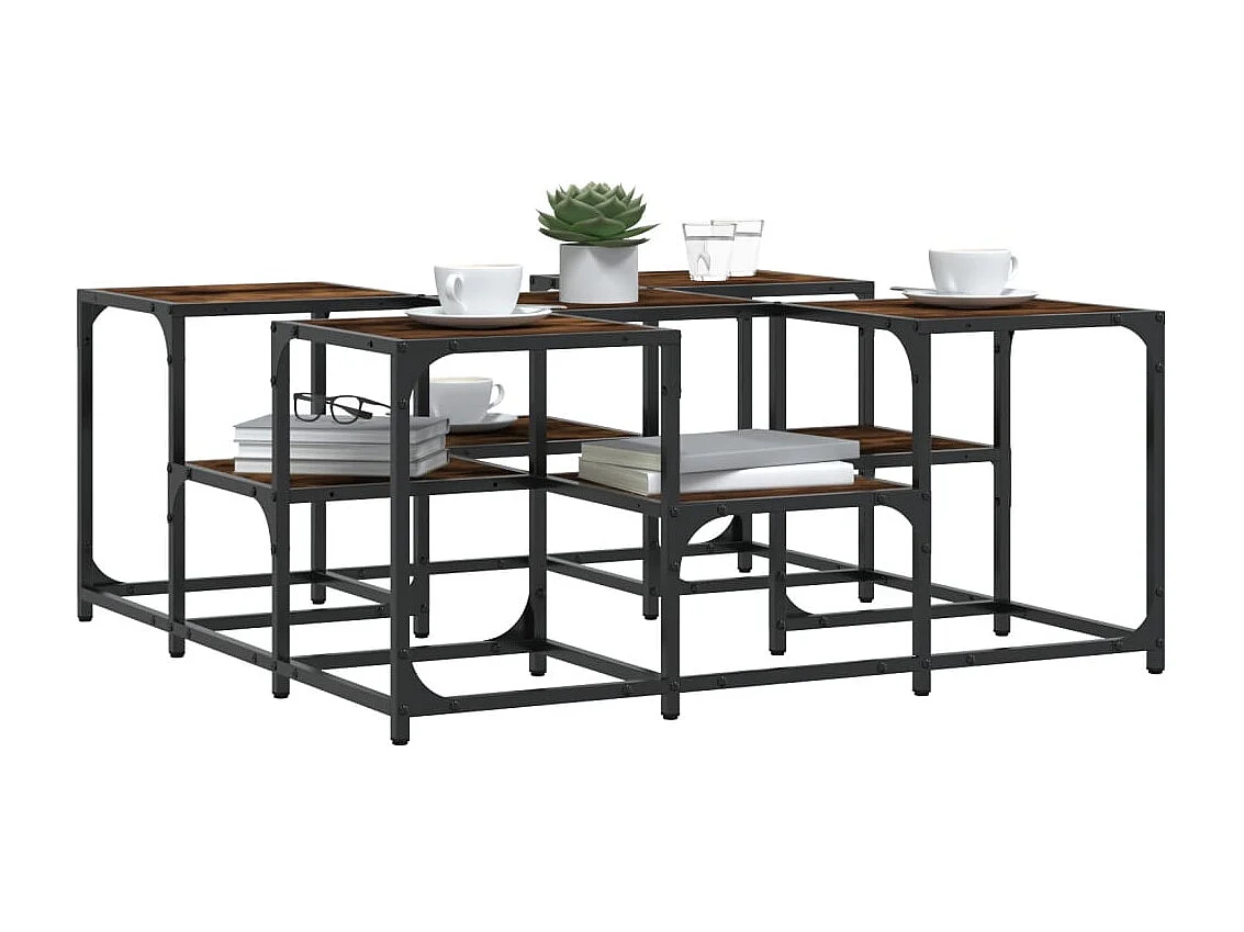 Table basse salon-Table d'appoint chêne fumé 91x91x40 cm bois d'ingénierie SHL56047