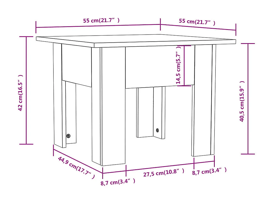 Couchtisch-Sofatisch-Beistelltische Weiß 55x55x42 cm Holzwerkstoff SHL97682