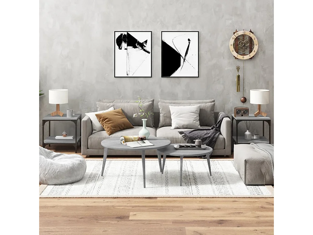 Couchtisch 2er Set-Sofatisch-Beistelltische Grau Sonoma 40x40x40 cm Holzwerkstoff SHL69791