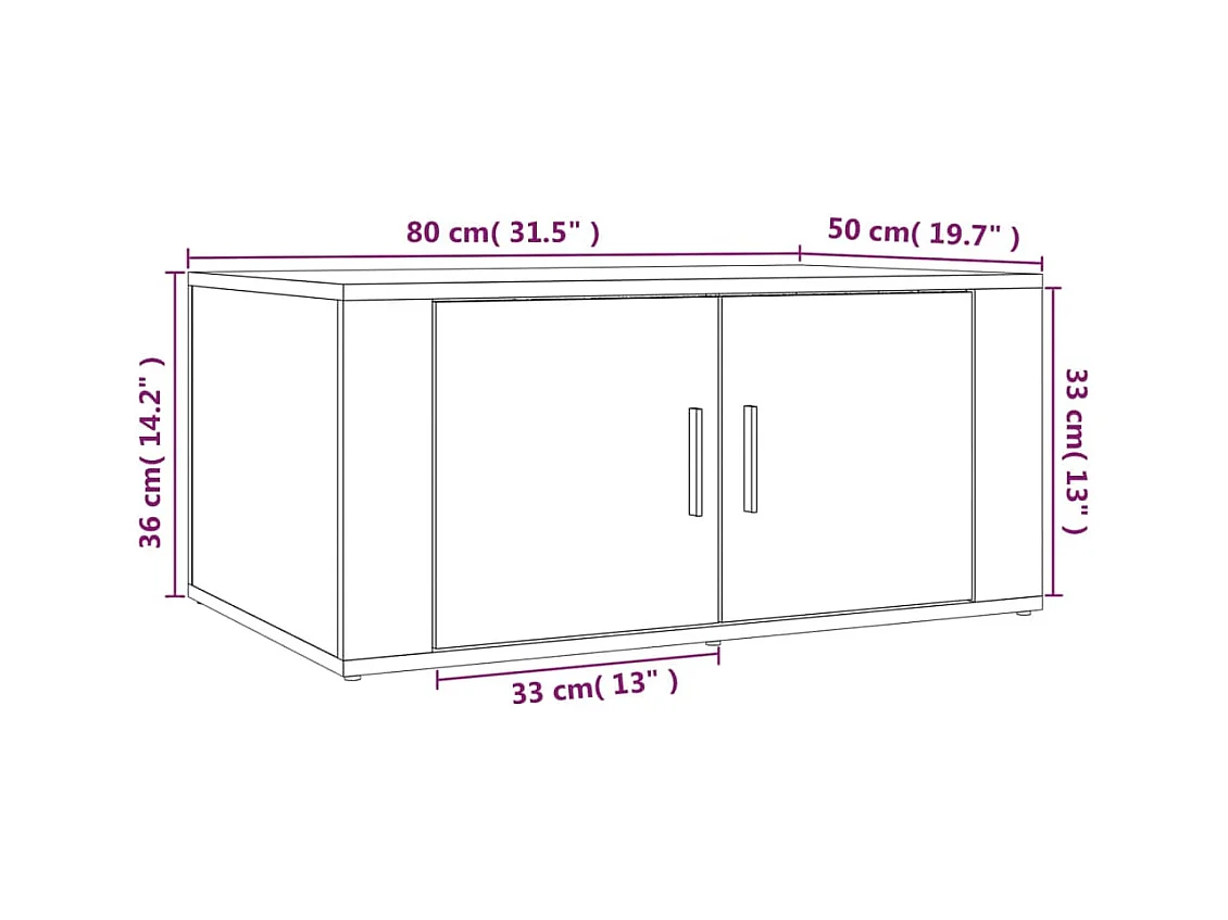 Mesa de centro | Mesa auxiliar madera contrachapada marrón roble 60x50x36,5 cm SHL4817