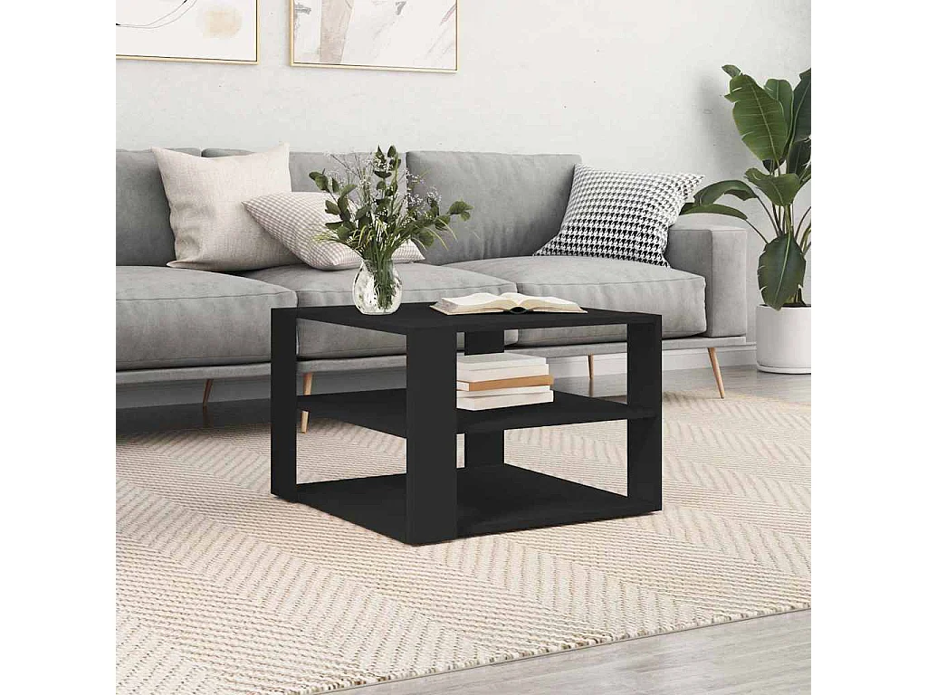 Table basse salon-Table d'appoint noir 59,5x59,5x40 cm bois d'ingénierie SHL51549
