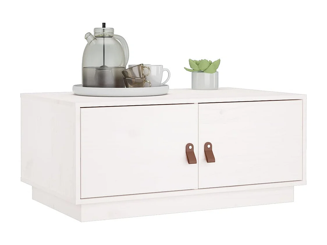 Couchtisch-Sofatisch-Beistelltische Weiß 80x50x35 cm Massivholz Kiefer SHL99995