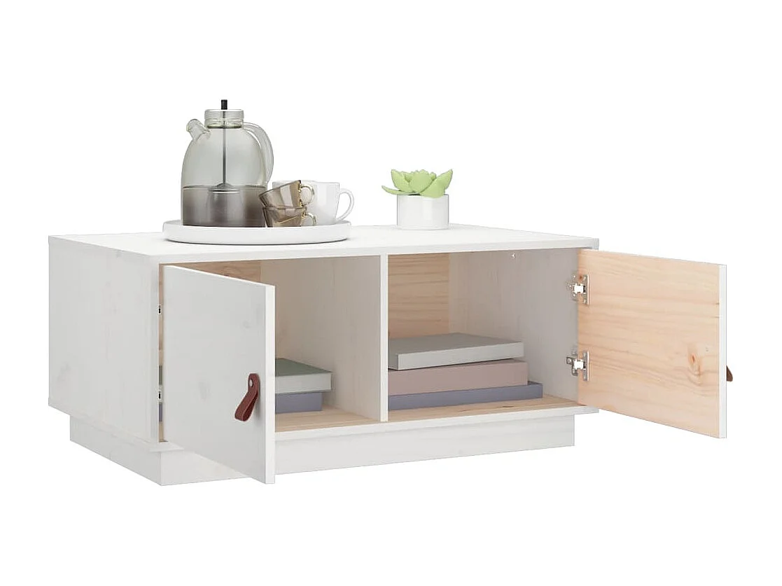 Couchtisch-Sofatisch-Beistelltische Weiß 80x50x35 cm Massivholz Kiefer SHL99995