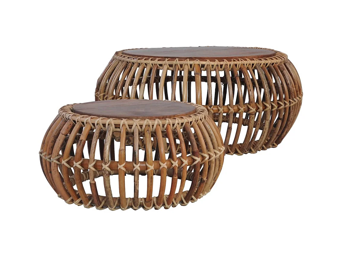 Tables basses-Table d'appoint 2 pcs Rotin naturel SHL19118