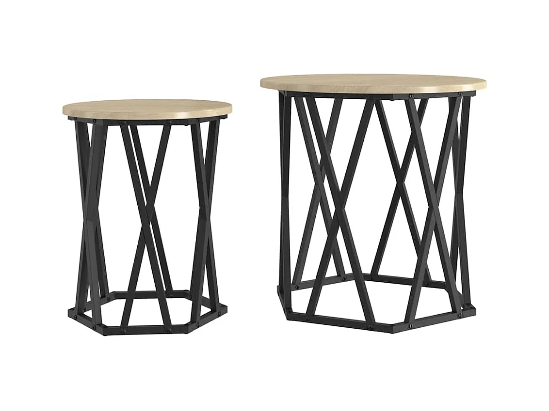 Tables basses salon-Tables d'appoint 2 pcs en bois d'ingénierie chêne Sonoma SHL61918