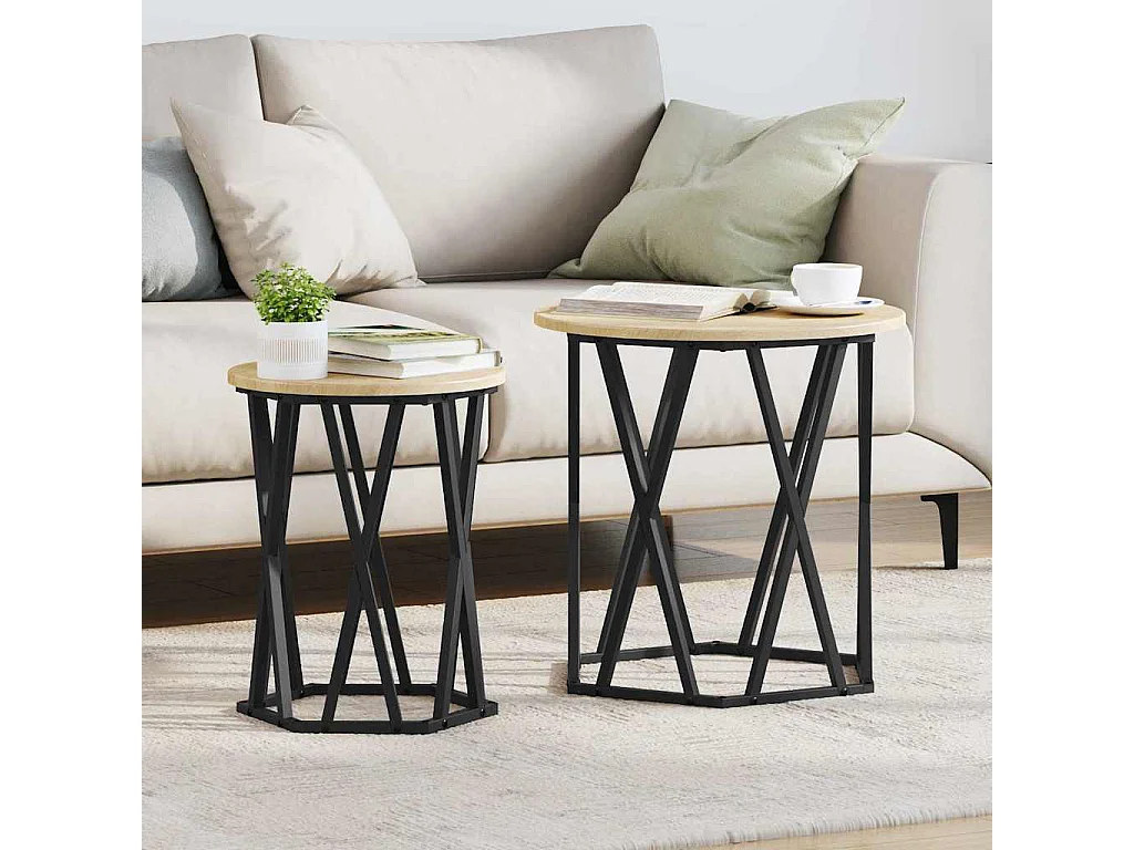 2 pcs Mesas de centro | Mesa de apoio | Mesa de café Carvalho sonoma 50x50x50 cm