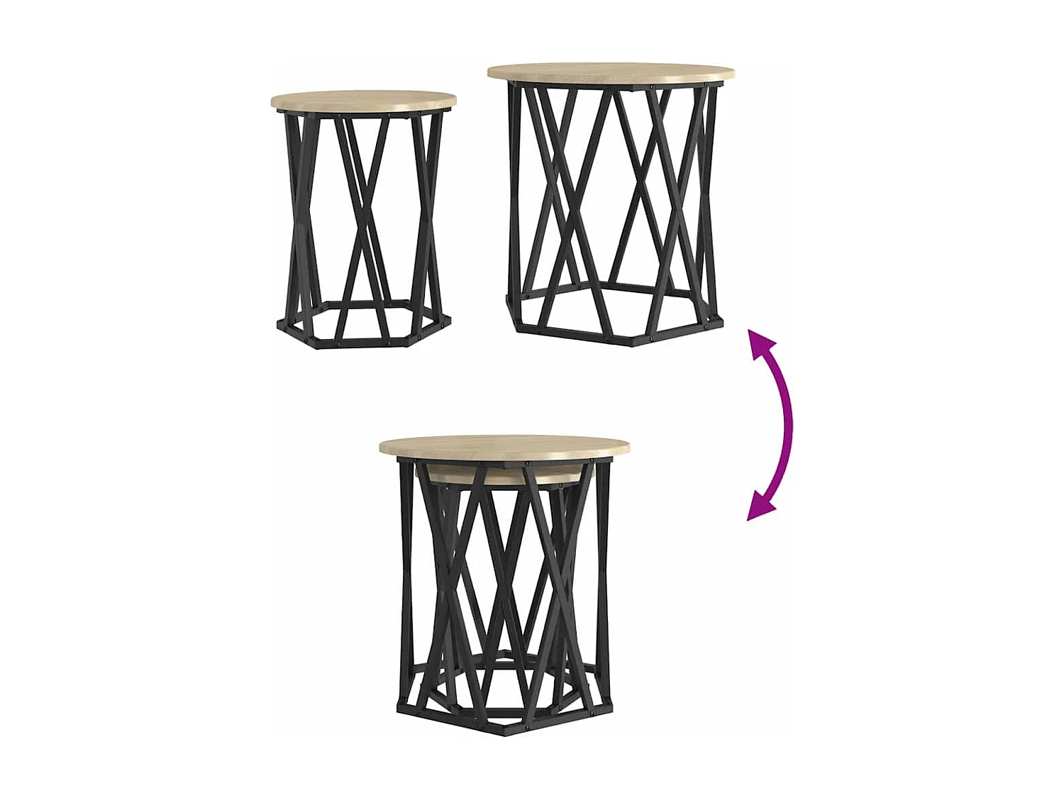 2 pcs Mesas de centro | Mesa de apoio | Mesa de café Carvalho sonoma 50x50x50 cm