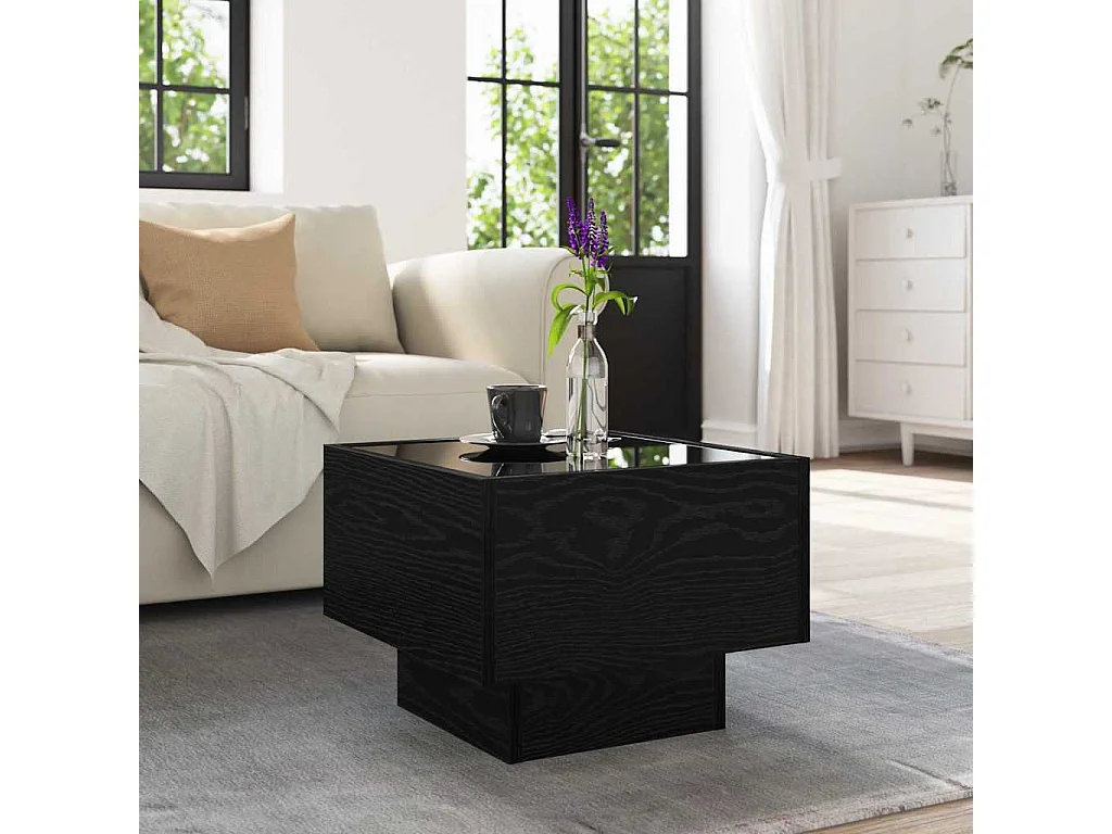 Table basse salon-Table d'appoint Chêne noir 40x40x30 cm Bois d'ingénierie SHL44402