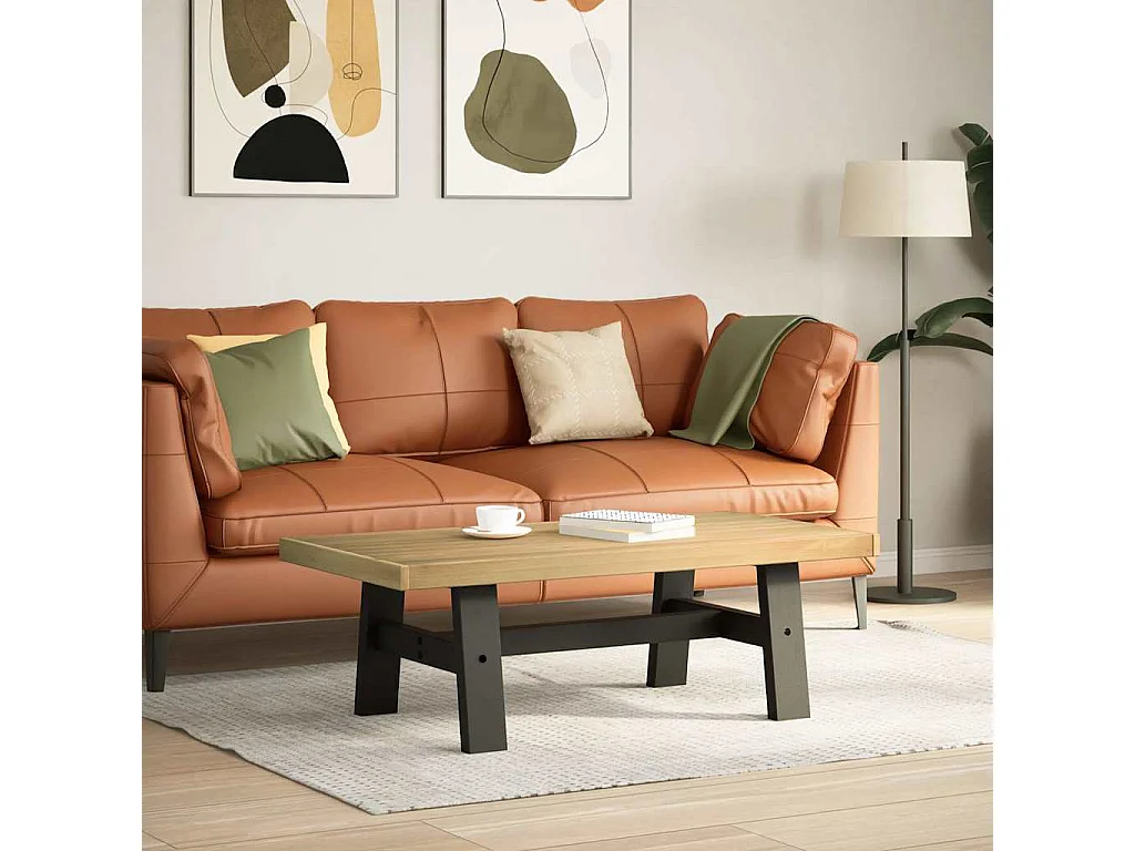 Couchtisch-Wohnzimmertisch-Beistelltische NOAIN A-förmige Beine 120x60x40 cm Massivholz Kiefer SHL93528