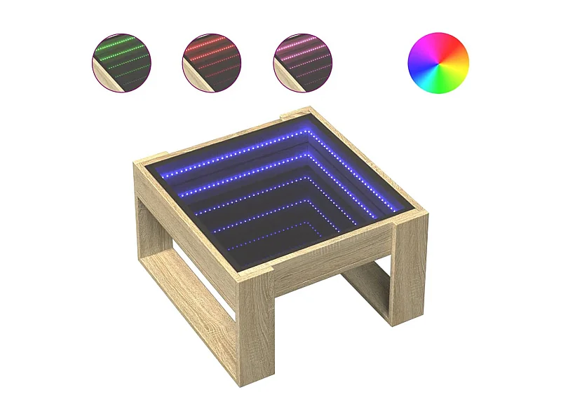 Mesa de centro-Mesa auxiliar madera de ingeniería blanco y roble 90x59x42 cm SHL1742