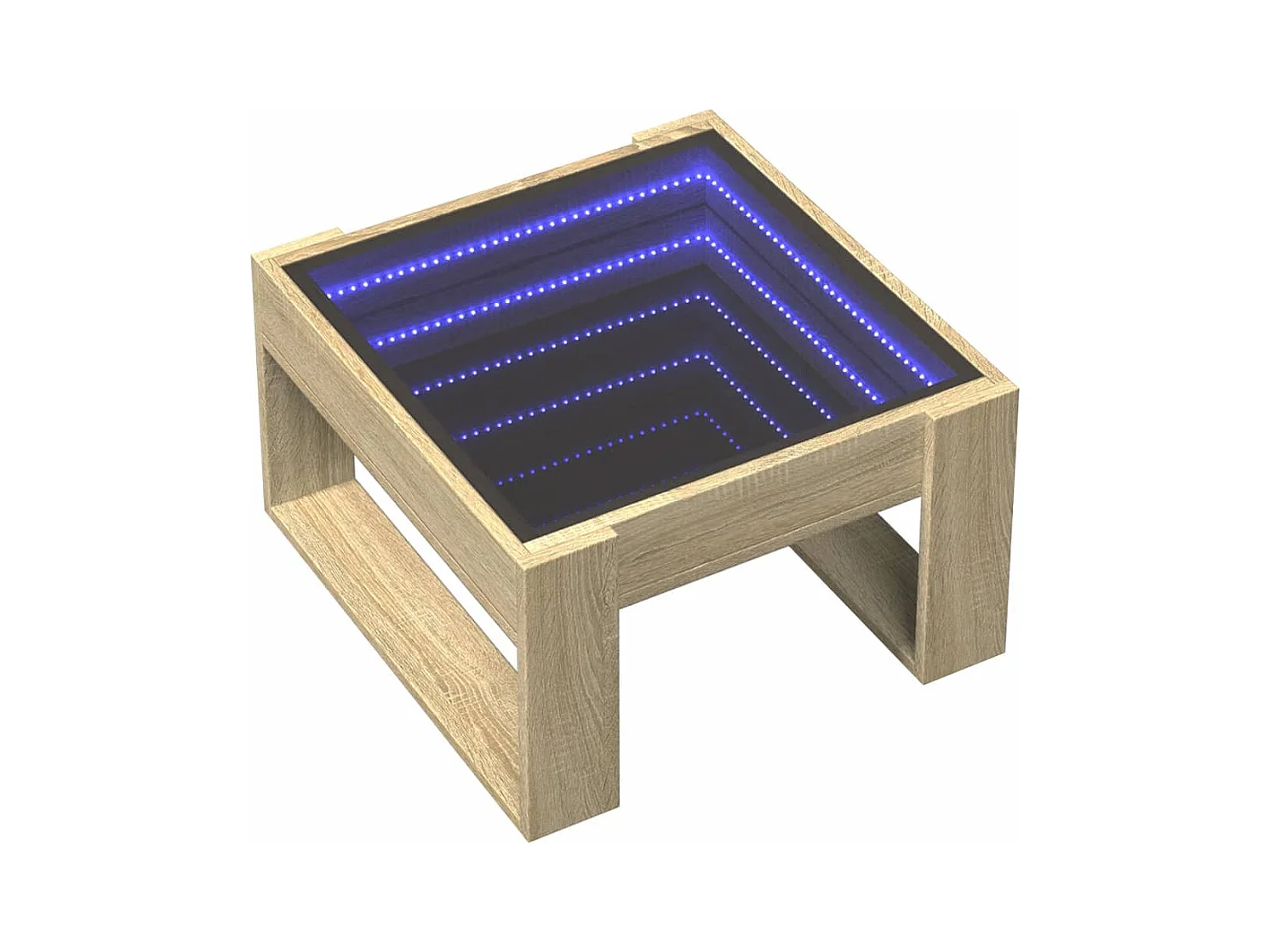 Mesa de centro-Mesa auxiliar madera de ingeniería blanco y roble 90x59x42 cm SHL1742