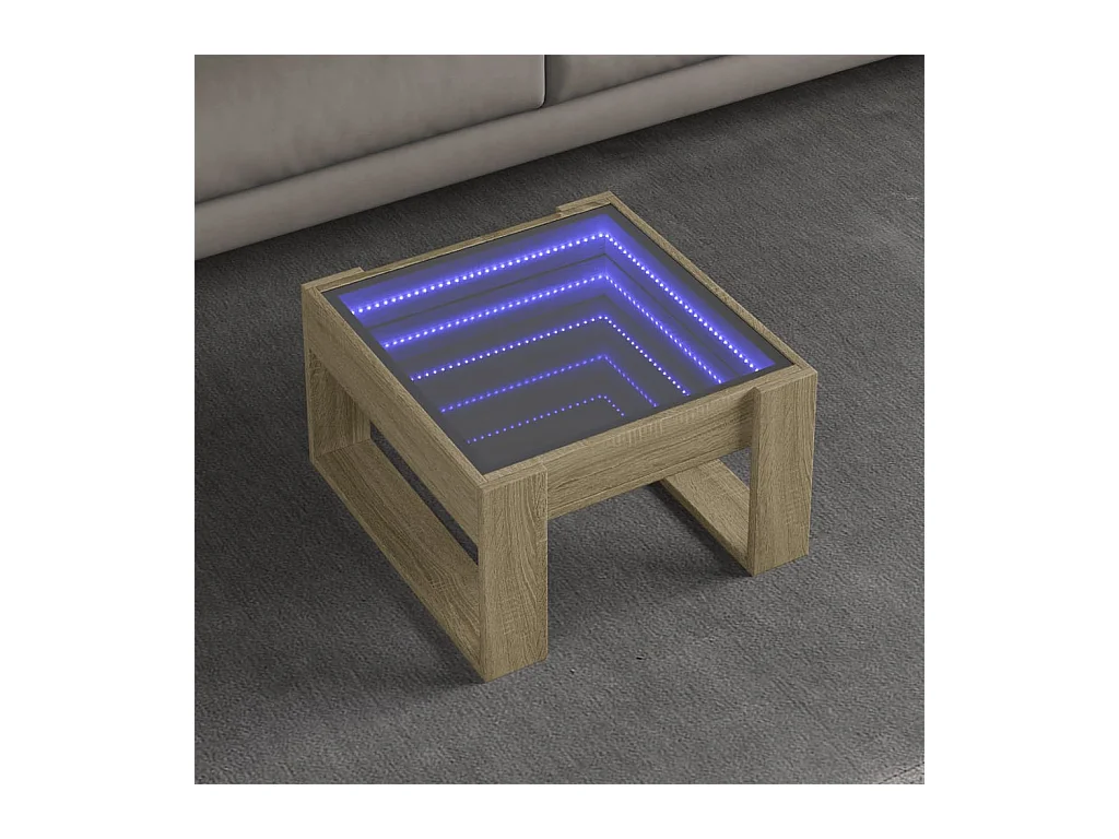 Mesa de centro-Mesa auxiliar madera de ingeniería blanco y roble 90x59x42 cm SHL1742