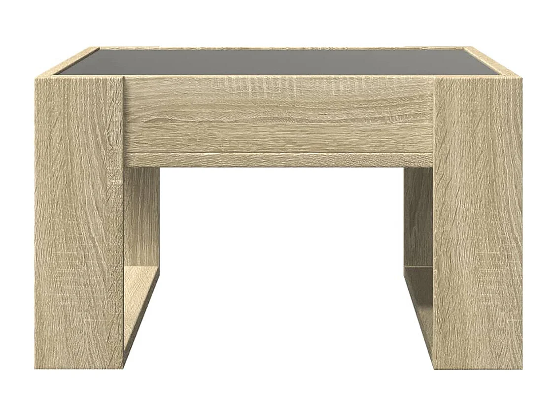 Mesa de centro-Mesa auxiliar madera de ingeniería blanco y roble 90x59x42 cm SHL1742