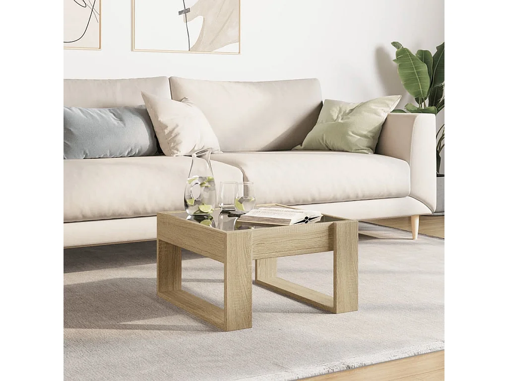 Couchtisch mit Infinity-LED | Beistelltische | Sofatisch Sonoma-Eiche 50x53x30 cm SHL34627