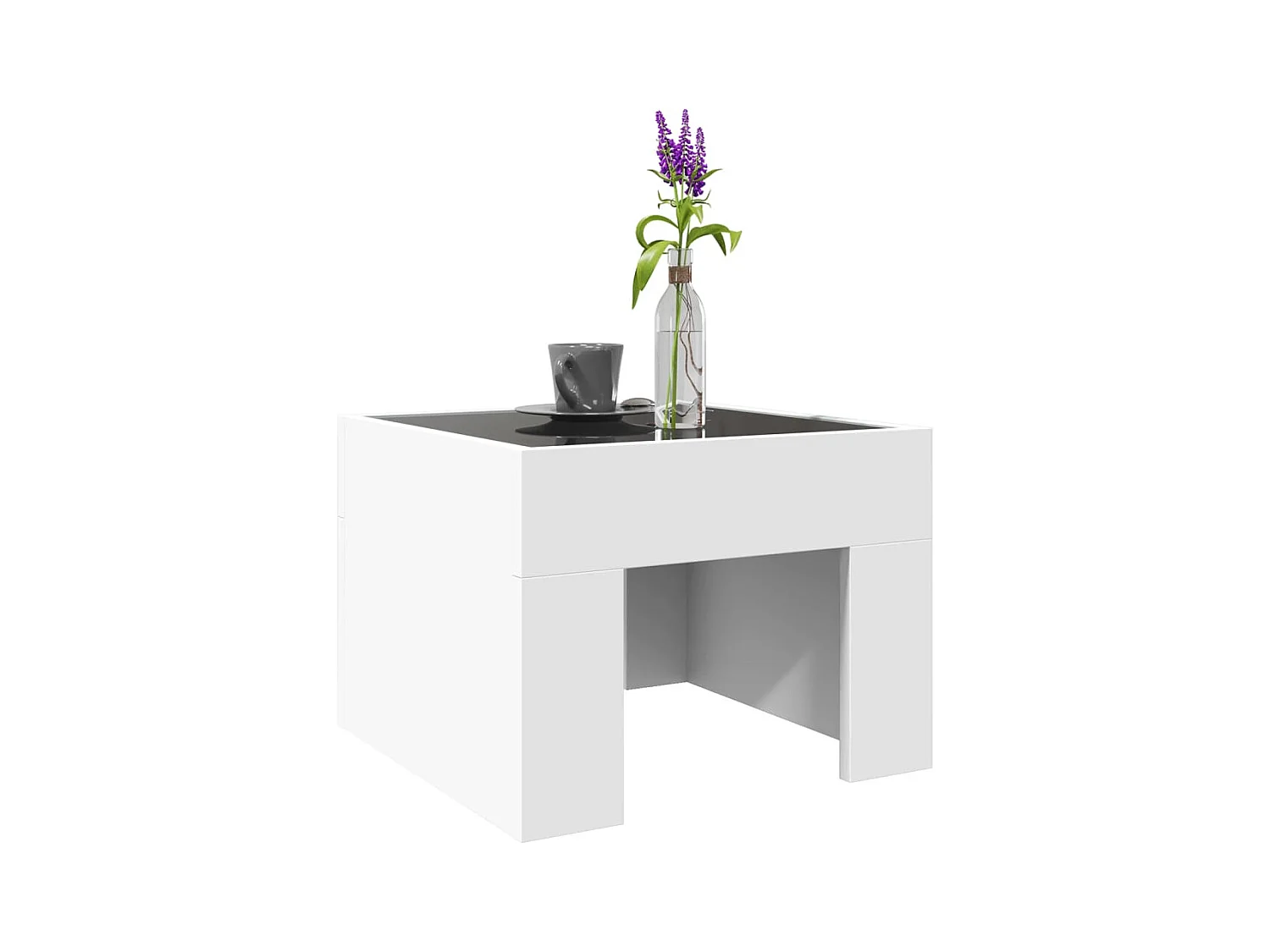 Mesa de centro-Mesa auxiliar madera contrachapada y de pino blanco 80x40x30cm SHL4685