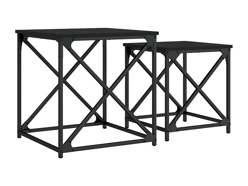 2-delige Tafeltjesset | Woonkamertafel bewerkt hout zwart