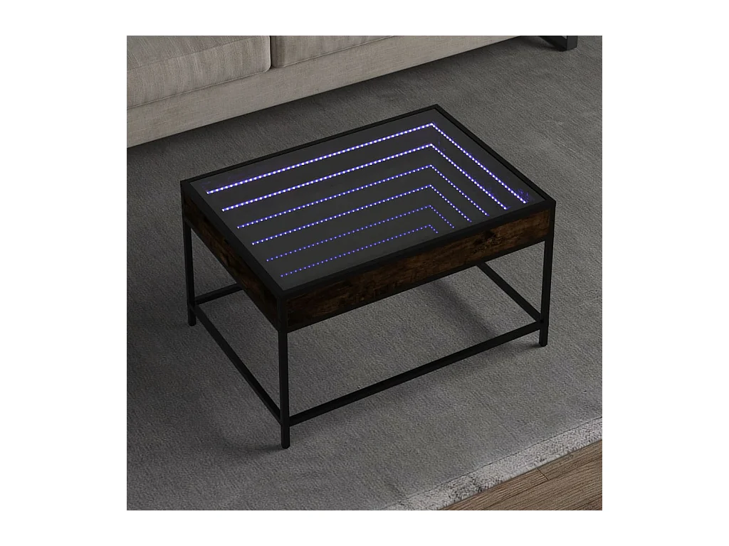 Table basse salon-Table d'appoint avec LED infini chêne fumé 70x50x41 cm SHL44221