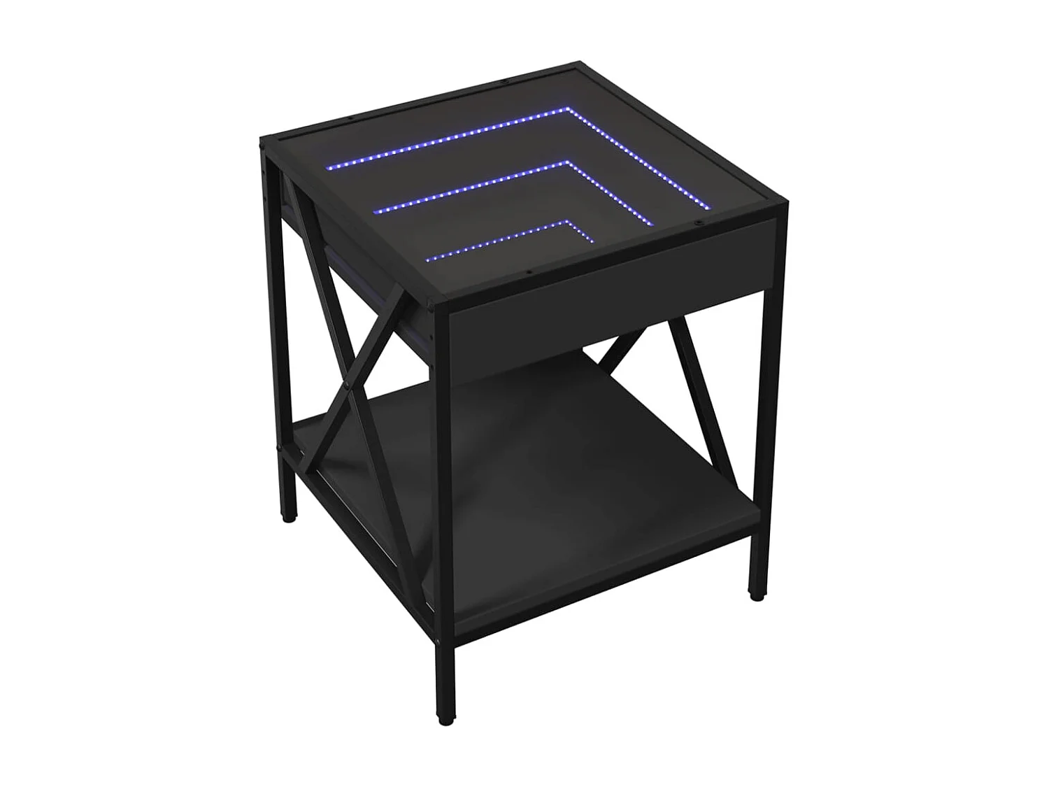 Table basse salon-Table d'appoint avec LED Infinity noir 40x40x49 cm SHL16189