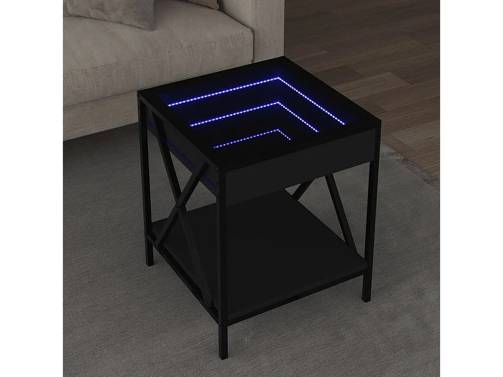 Table basse salon-Table d'appoint avec LED Infinity noir 40x40x49 cm SHL16189