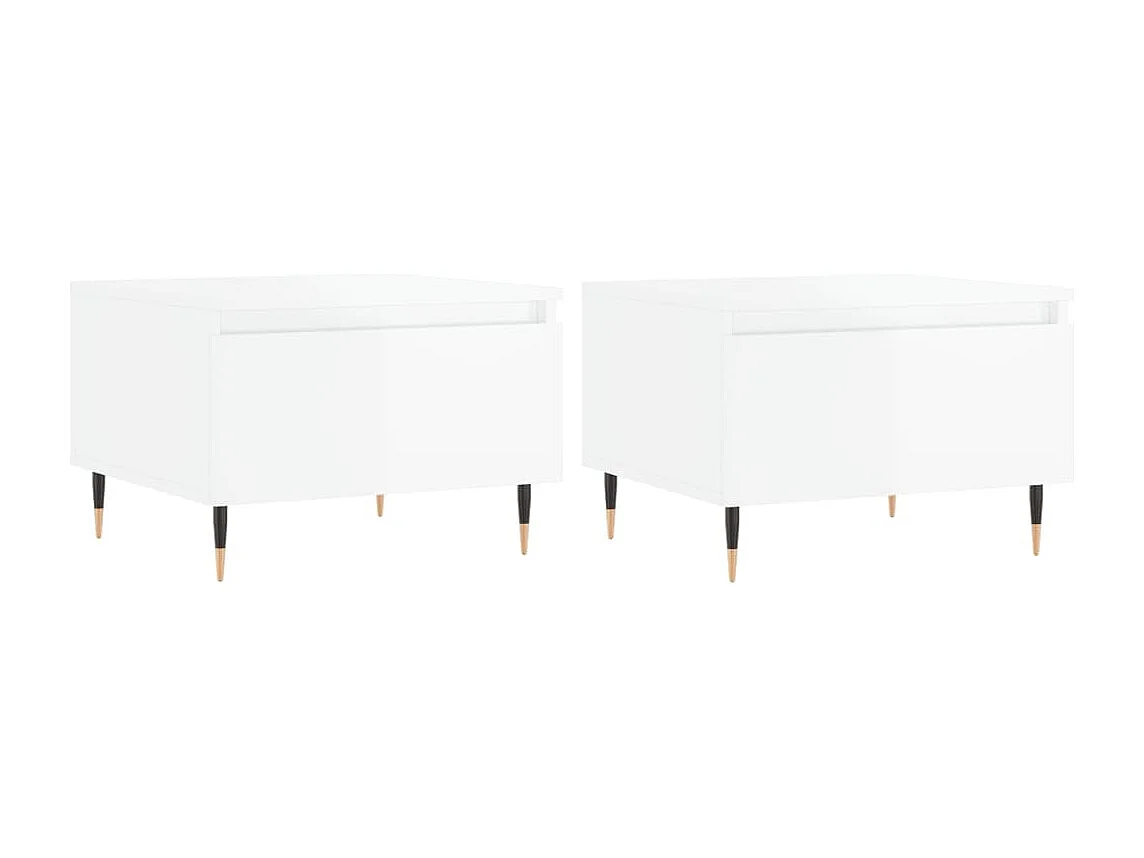 Couchtisch 2er Set-Sofatisch-Beistelltische Hochglanz-Weiß 50x46x35 cm Holzwerkstoff SHL60033