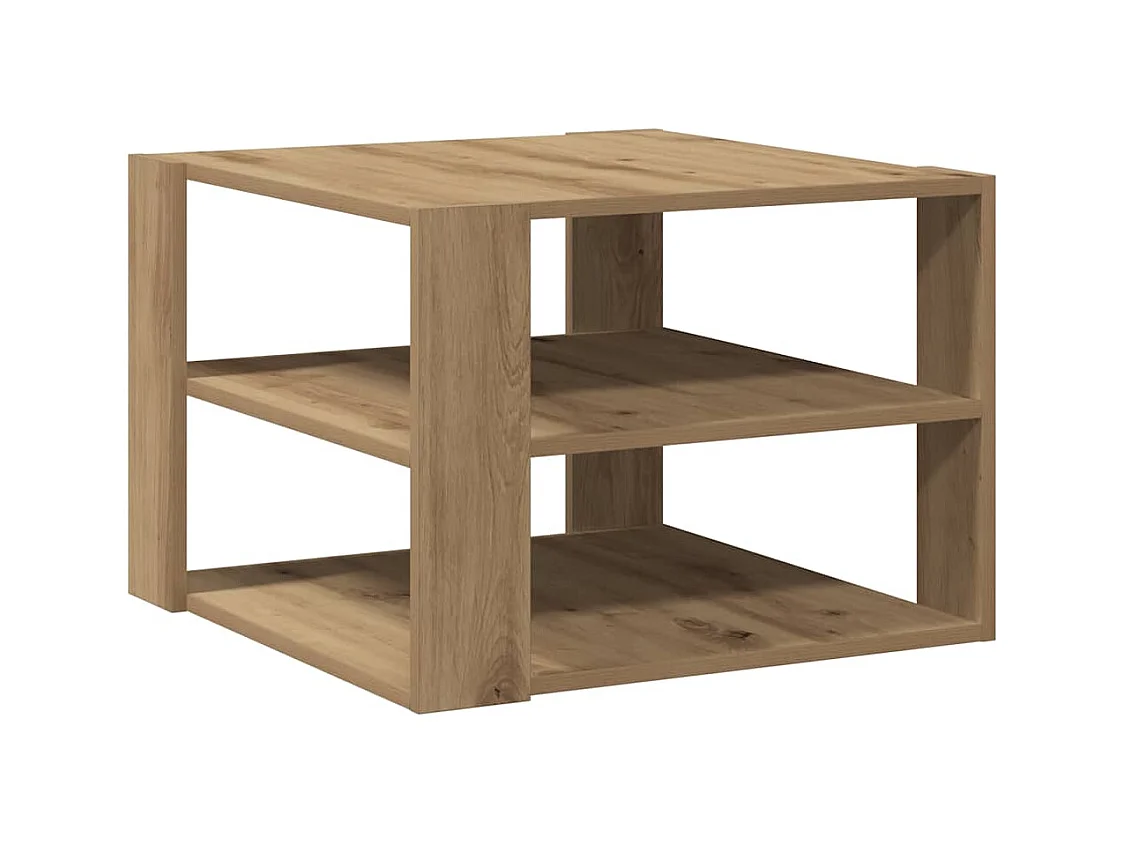 Table basse salon-Table d'appoint chêne artisanal 58x58x40 cm bois d'ingénierie SHL12394