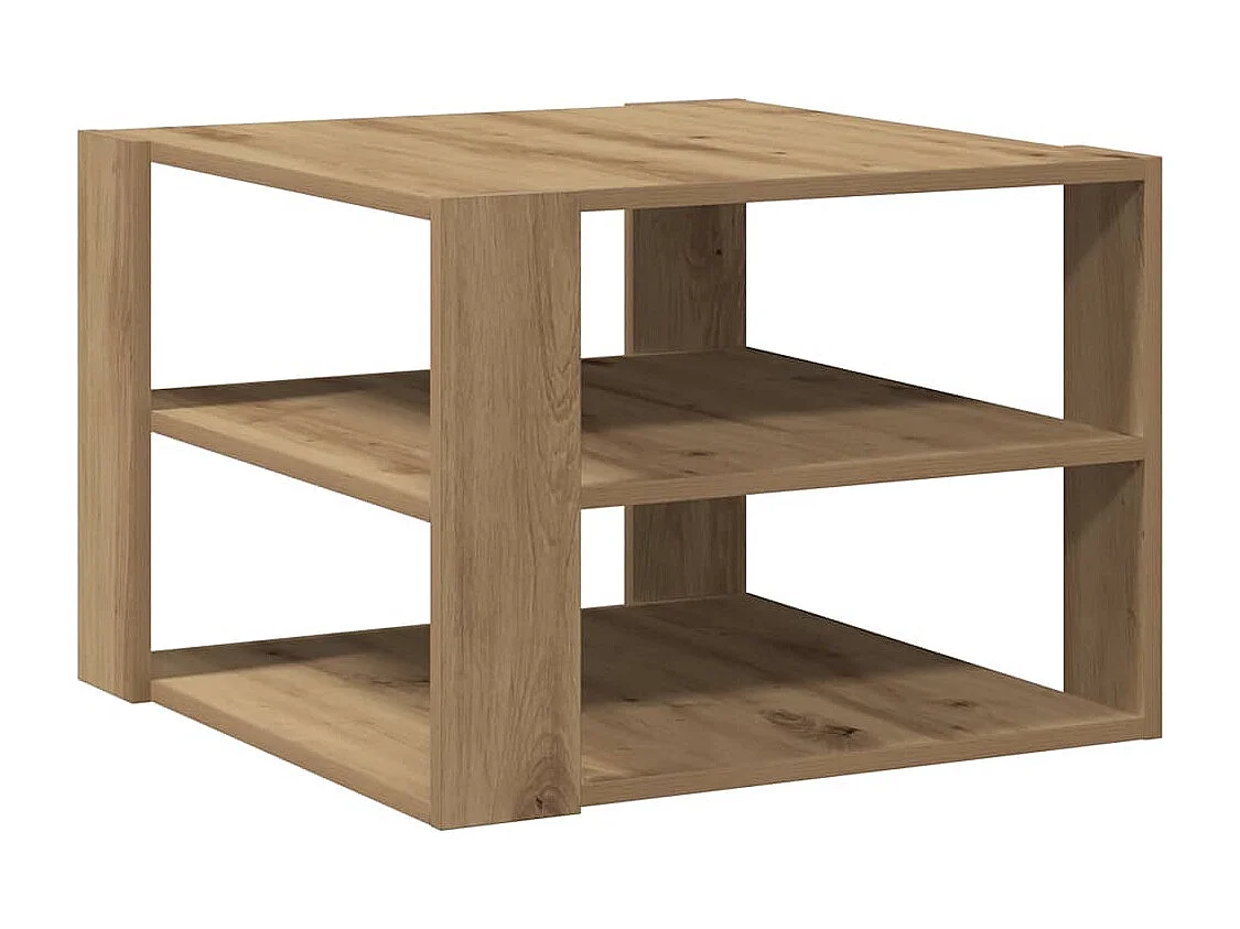 Salontafel | Woonkamertafel | Koffietafel 58x58x40 cm bewerkt hout artisanaal eikenkleurig