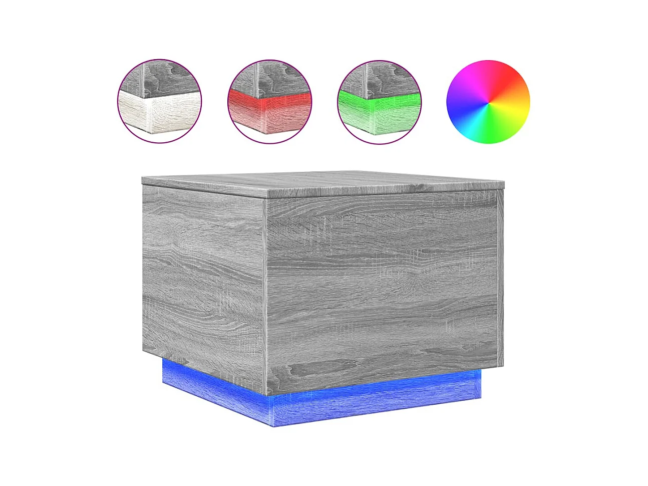 Table basse salon-Table d'appoint avec lumières LED sonoma gris 50x50x40 cm SHL28404