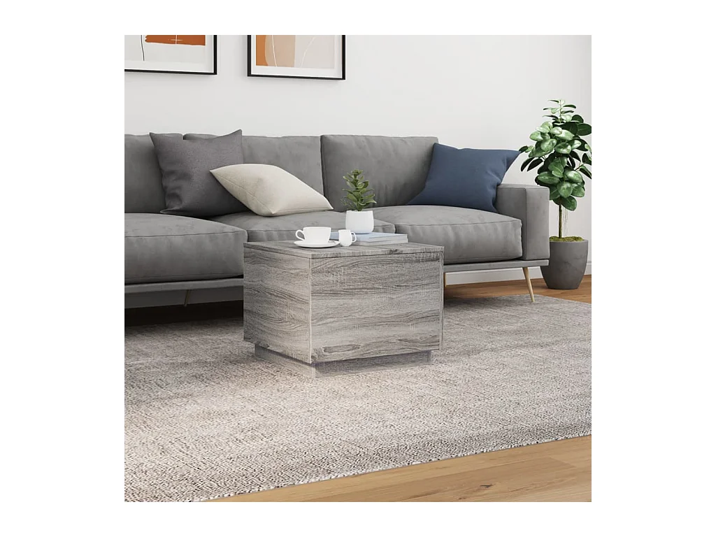 Table basse salon-Table d'appoint avec lumières LED sonoma gris 50x50x40 cm SHL28404