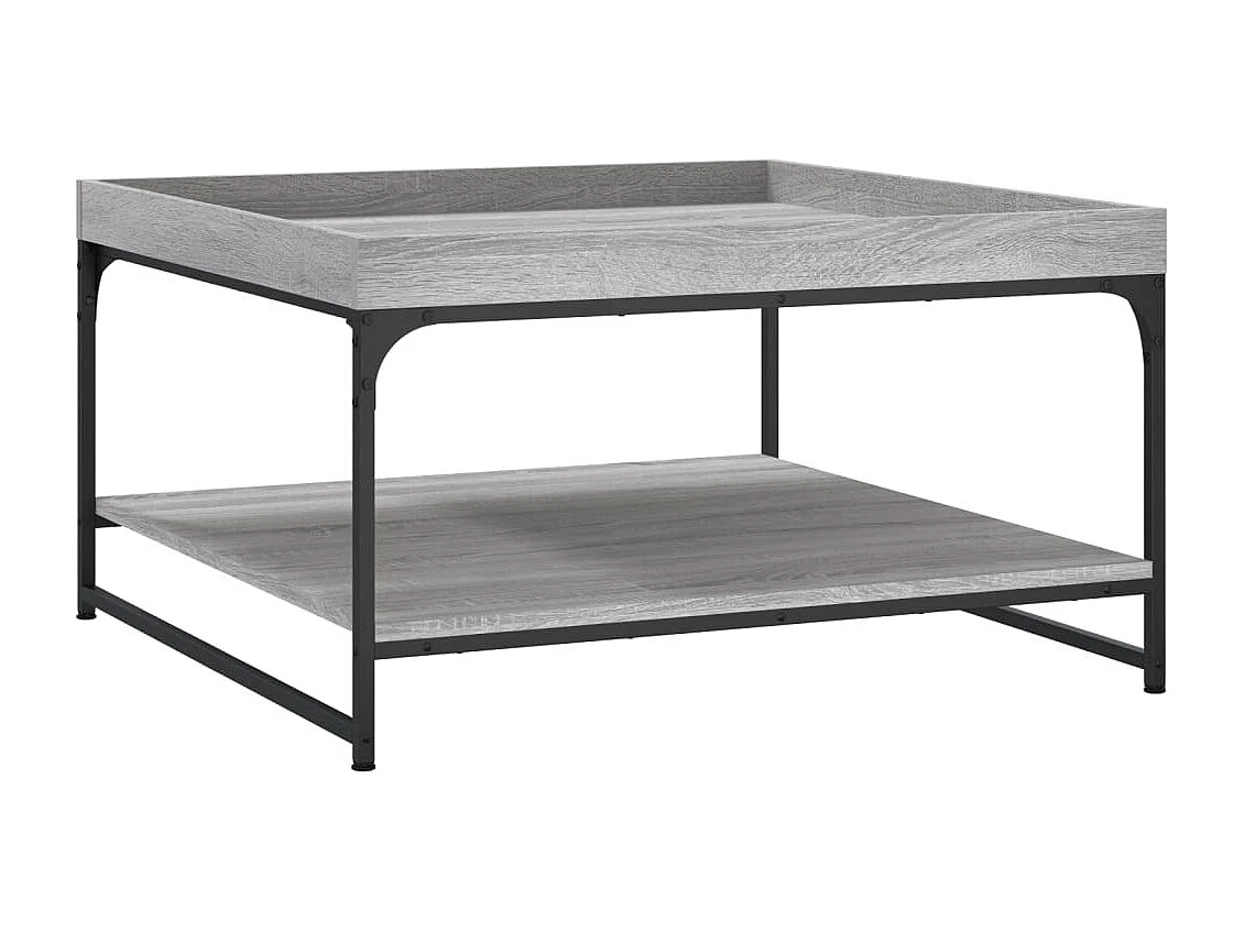 Mesa de centro | Mesa auxiliar y LED madera ingeniería marrón roble 73x53x45 cm SHL2298